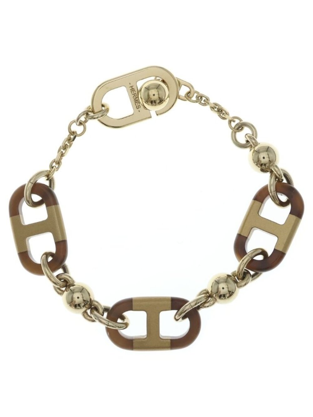 Hermes Sur Mer PM Bracelet Buffalo Horn Metal Gold Brown
